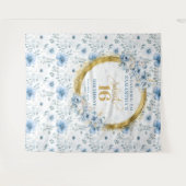 Tenture Bleu clair classique Sweet Sixteen paillettes doré (Devant (Horizontal))