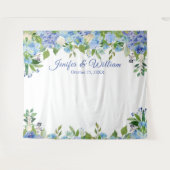 Tenture Bleu clair Hydrangeas Mariage Photo Booth fond (Devant (Horizontal))