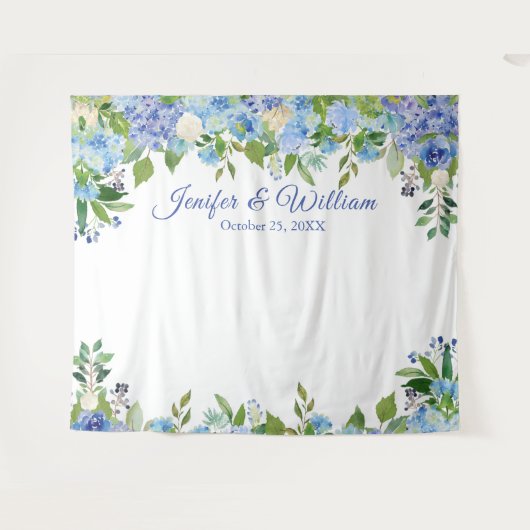 Tenture Bleu clair Hydrangeas Mariage Photo Booth fond (Devant (Horizontal))