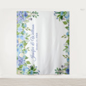 Tenture Bleu clair Hydrangeas Mariage Photo Booth fond (Devant)