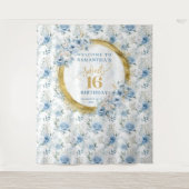 Tenture Bleu clair moderne Sweet 16 Parties scintillant or (Devant)