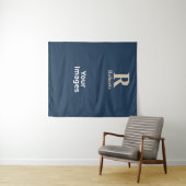 Tenture Bleu Classique Et Nom Initial/Prénom/Nom De Famill (En situation (horizontale))