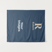 Tenture Bleu Classique Et Nom Initial/Prénom/Nom De Famill (Devant (Horizontal))