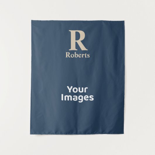 Tenture Bleu Classique Et Nom Initial/Prénom/Nom De Famill (Devant)