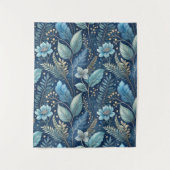 Tenture Bleu complexe et vert botanique - bleu foncé étoil (Devant)