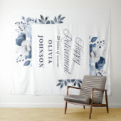 Tenture Bleu de la Marine Fleur Parti de retraite (En situation (horizontale))