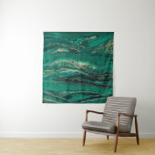 Tenture Bleu doré Marbling : Art fluide (En situation)