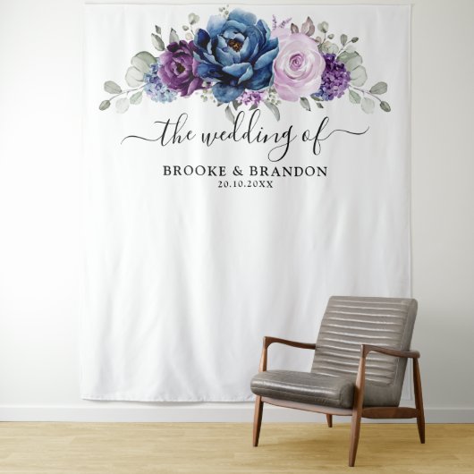 Tenture Bleu Dusté Violet Lilac Blooms Mariage fond (En situation)