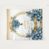 Tenture Bleu élégant § Robe Or Douce 16 Anniversaire (Devant (Horizontal))