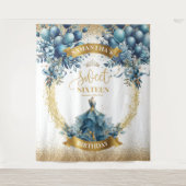 Tenture Bleu élégant § Robe Or Douce 16 Anniversaire (Devant)