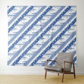 Tenture bleu et blanc Abstrait (En situation (horizontale))