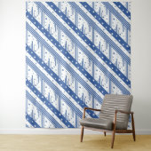 Tenture bleu et blanc Abstrait (En situation)