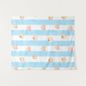 Tenture Bleu et blanc - Coeurs, Empreinte de patte, Coque (Devant (Horizontal))