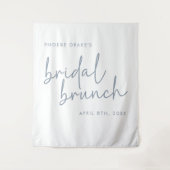 Tenture Bleu et blanc Dusty Minimal Bridal Brunch Backdrop (Devant)
