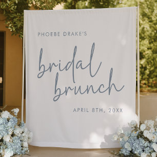 Tenture Bleu et blanc Dusty Minimal Bridal Brunch Backdrop