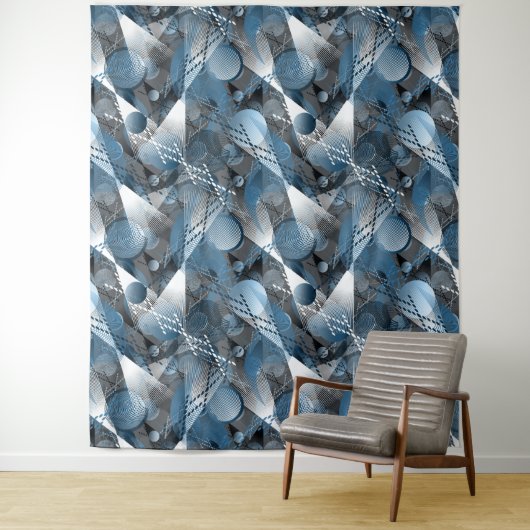 Tenture Bleu et gris. Résumé. (En situation)