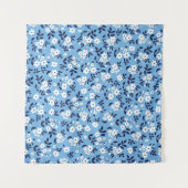 Tenture Bleu, Fleurs blanches : Vintage (Devant (Horizontal))