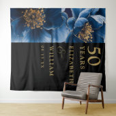 Tenture Bleu Floral Black Gold 50e Anniversaire Contexte (En situation (horizontale))