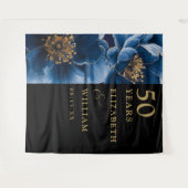 Tenture Bleu Floral Black Gold 50e Anniversaire Contexte (Devant (Horizontal))