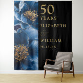Tenture Bleu Floral Black Gold 50e Anniversaire Contexte (En situation)