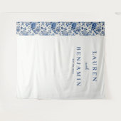 Tenture Bleu Floral Élégant (Devant (Horizontal))