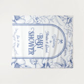 Tenture Bleu Floral Ornament Classic Neutral Bienvenue (Devant (Horizontal))