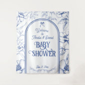 Tenture Bleu Floral Ornament Classic Neutral Bienvenue (Devant)