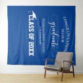 Tenture Bleu Graduation Photo Booth Prop Tapestry (En situation (horizontale))