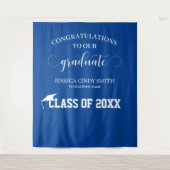 Tenture Bleu Graduation Photo Booth Prop Tapestry (Devant)