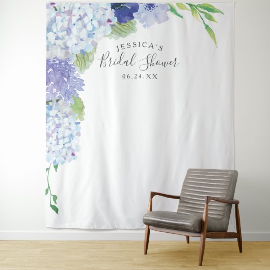 Tenture Bleu Hydrangea Backdrop - Photo Booth (En situation)