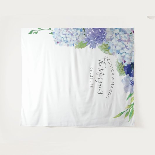 Tenture Bleu Hydrangea Backdrop - Photo Booth (Devant (Horizontal))