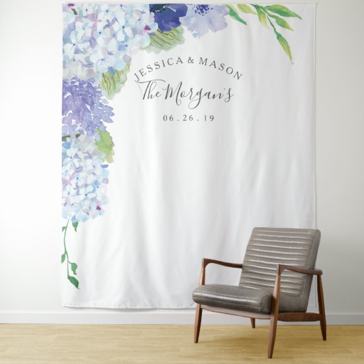 Tenture Bleu Hydrangea Backdrop - Photo Booth (En situation)