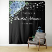 Tenture Bleu Hydrangea Lanterne Boho Fête des mariées Arri (En situation)