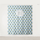 Tenture Bleu Hydrangea Mariage à motif fond (Devant)