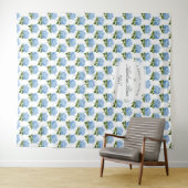 Tenture Bleu Hydrangea Patterned Party Backdrop (En situation (horizontale))