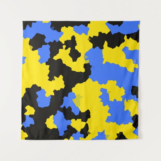 Tenture Bleu Jaune Noir Conception abstraite (Devant (Horizontal))