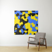 Tenture Bleu Jaune Noir Conception abstraite (En situation (horizontale))