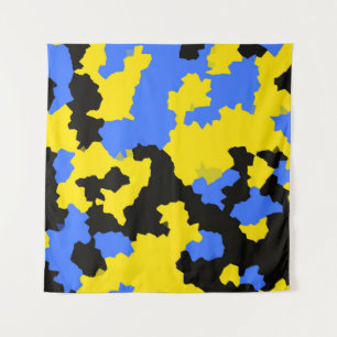 Tenture Bleu Jaune Noir Conception abstraite