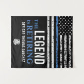 Tenture Bleu Léger Drapeau Police Parti de retraite (Devant (Horizontal))