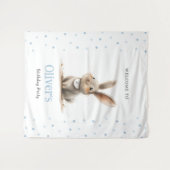 Tenture Bleu mignon Bunny fête d'anniversaire des enfants (Devant (Horizontal))