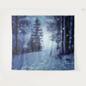 Tenture Bleu Moonlit Forêt magique Scène d'hiver (Devant (Horizontal))