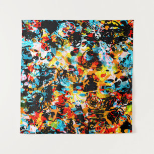 Tenture Bleu, noir, blanc, orange. Bright continu