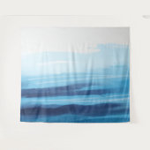Tenture Bleu Océan Aquarelle Mer Abstraite Monogramme (Devant (Horizontal))
