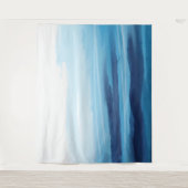 Tenture Bleu Océan Aquarelle Mer Abstraite Monogramme (Devant)