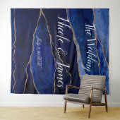 Tenture Bleu & Or Agate moderne Glam Minimal Mariage Tap (En situation (horizontale))