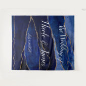 Tenture Bleu & Or Agate moderne Glam Minimal Mariage Tap (Devant (Horizontal))