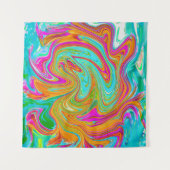 Tenture Bleu, orange et rose chaud Super Abstrait Rétro (Devant)