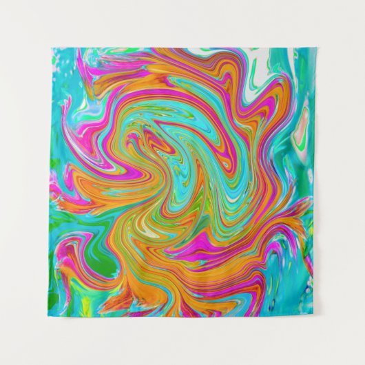 Tenture Bleu, orange et rose chaud Super Abstrait Rétro (Devant)