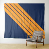 Tenture Bleu Orange rayé les années 70 80s Retro Racing ra (En situation (horizontale))
