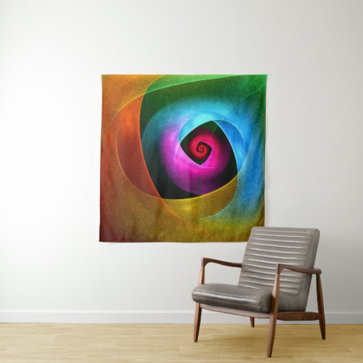 Tenture Bleu orange rose moderne Art Abstrait Motif #24 (En situation)